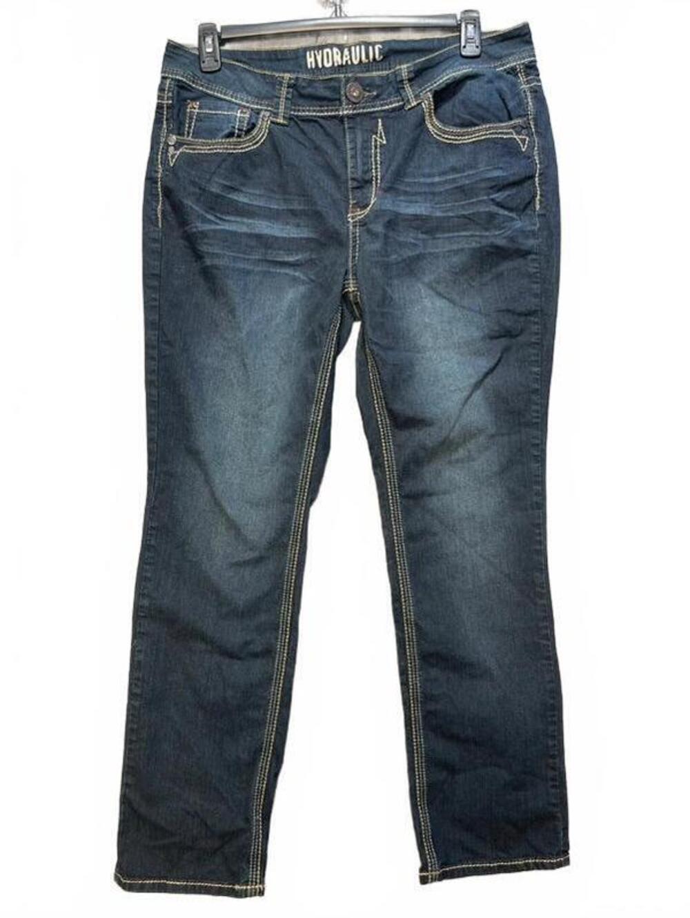 Hydraulic Womens Dark Wash Embroidered Pocket Jeans Size 18 Stretch